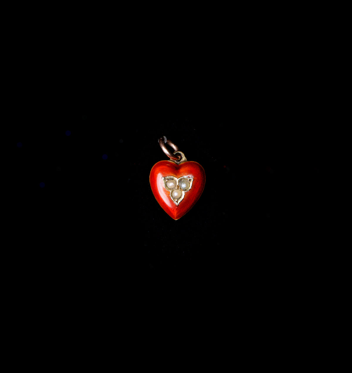 Antique Red Enamel Heart Pendant