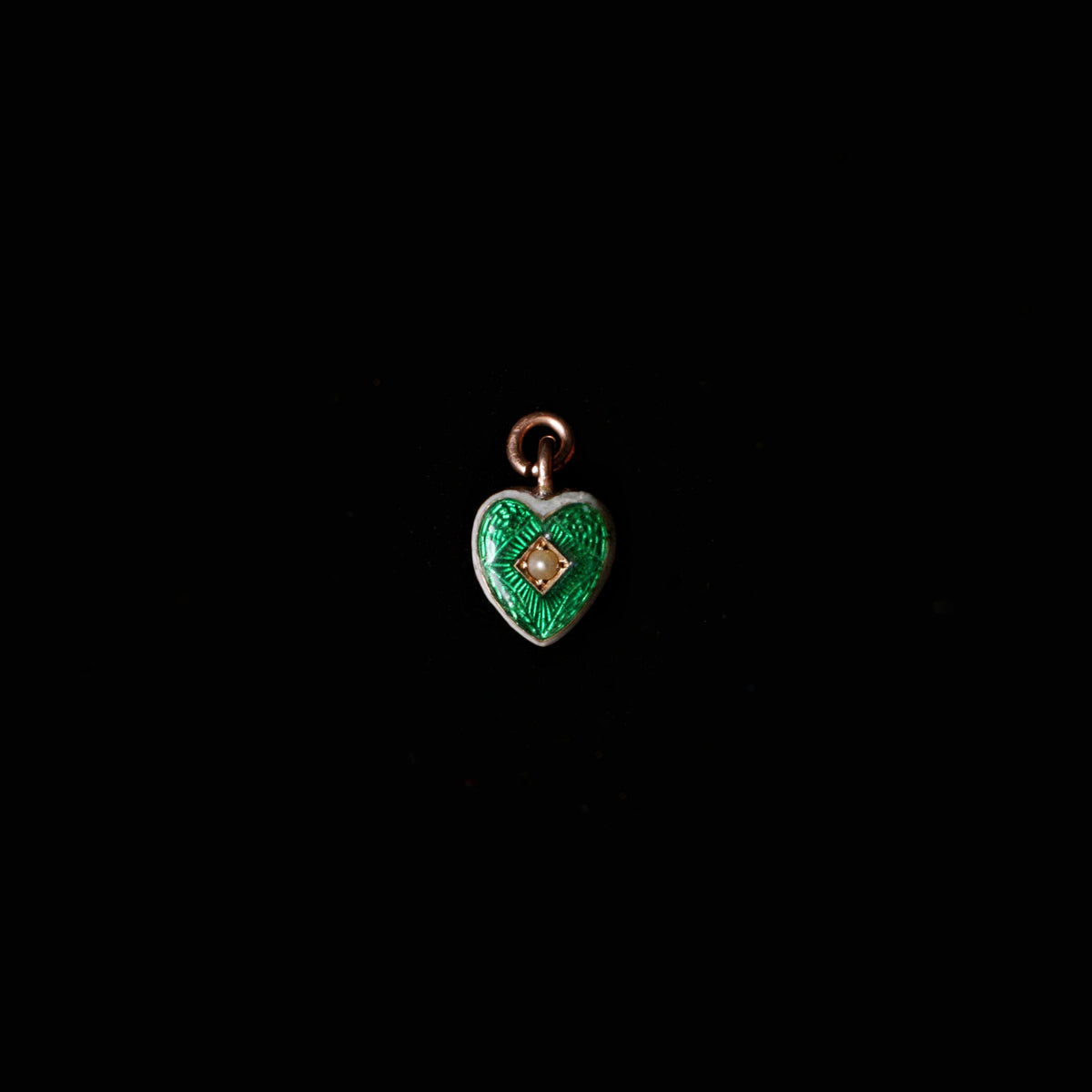 Antique Green Enamel Heart Pendant