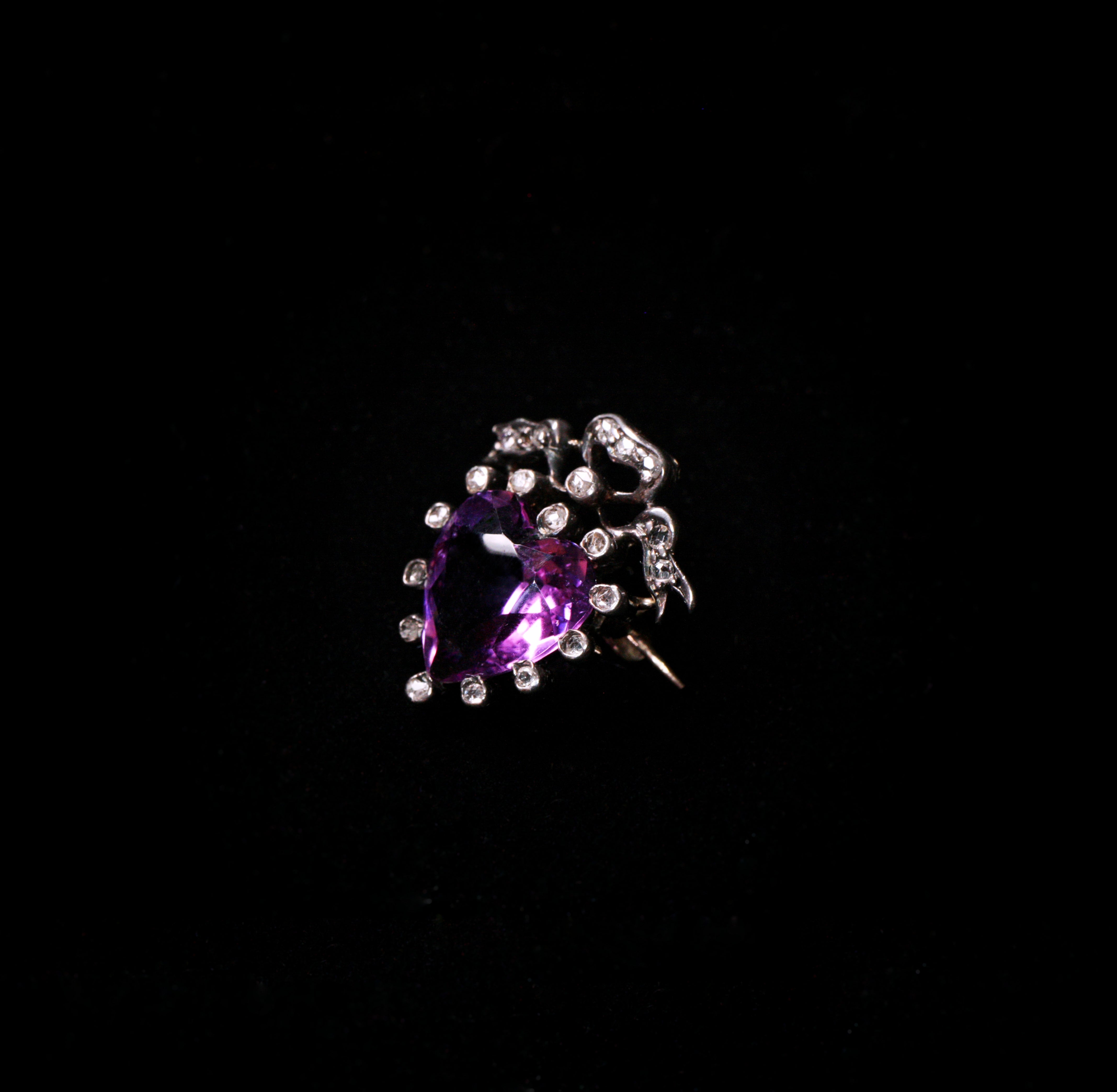 Late Victorian Amethyst Heart Brooch