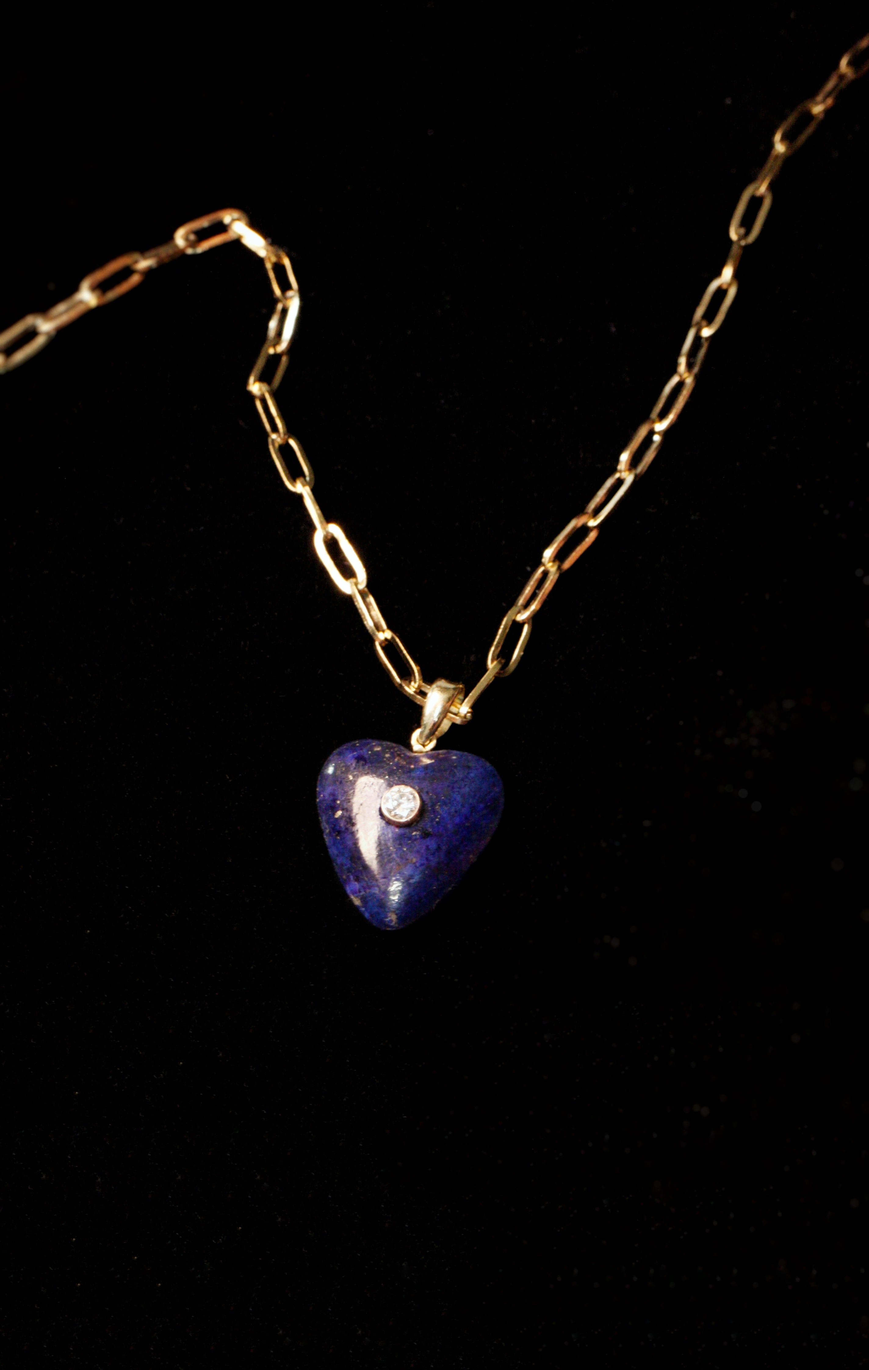 Vintage Lapis Heart Pendant
