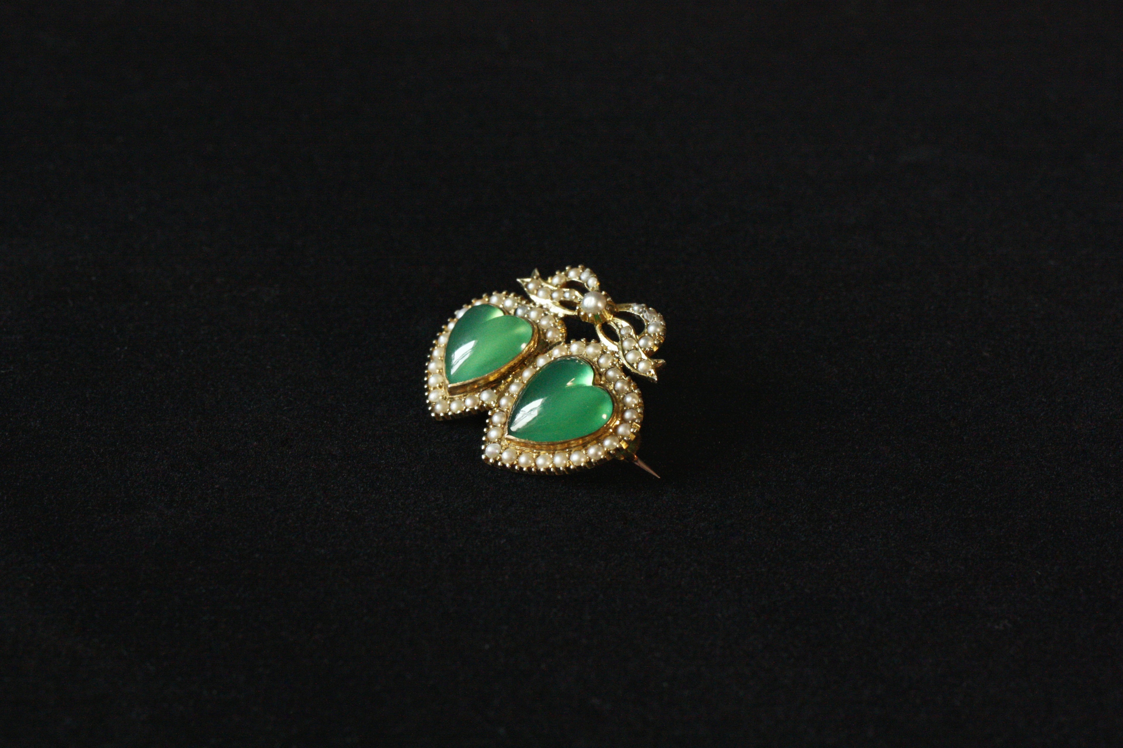Victorian Double Heart Brooch