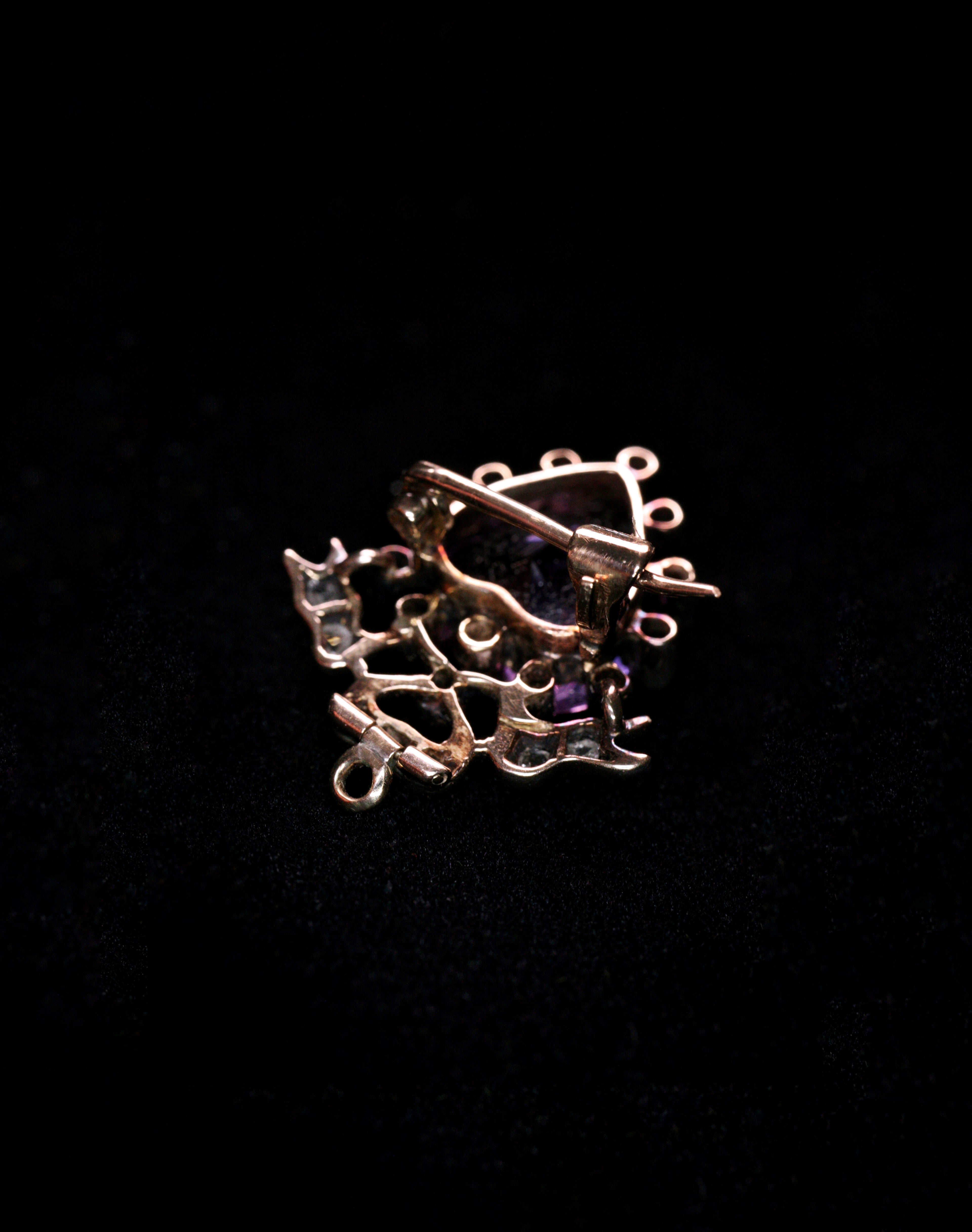 Late Victorian Amethyst Heart Brooch
