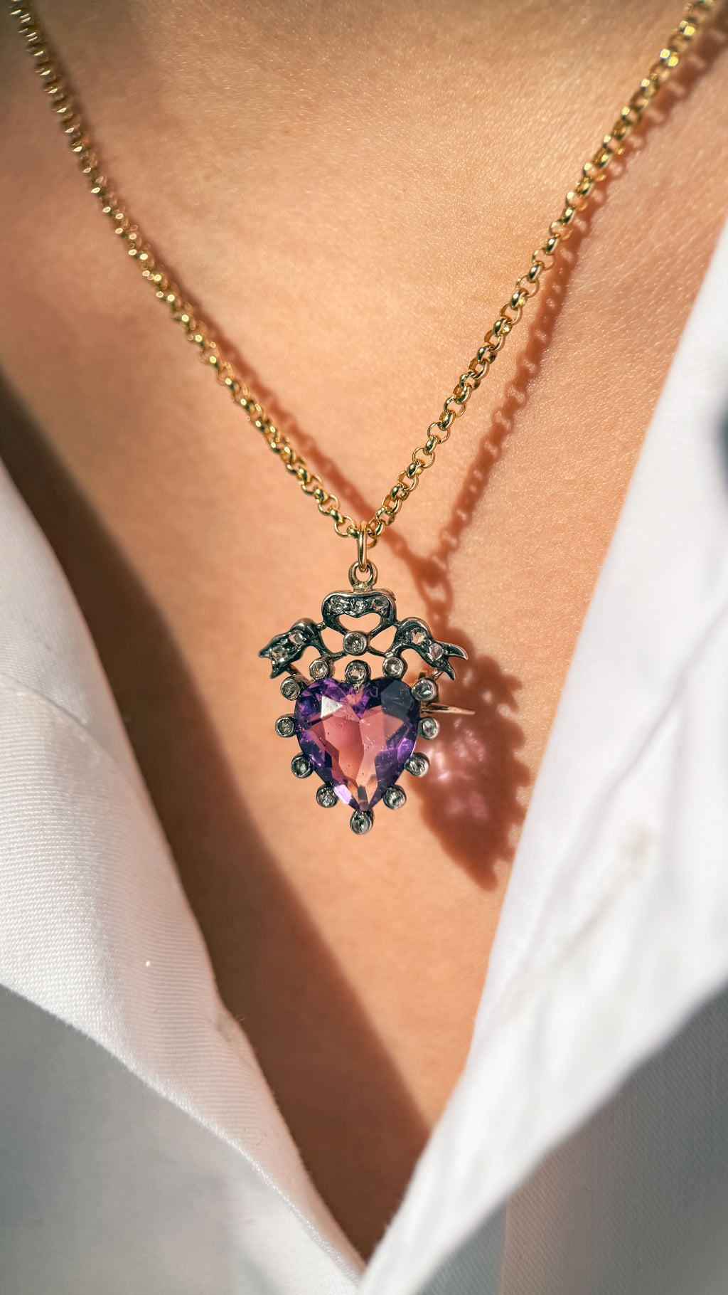 Late Victorian Amethyst Heart Brooch