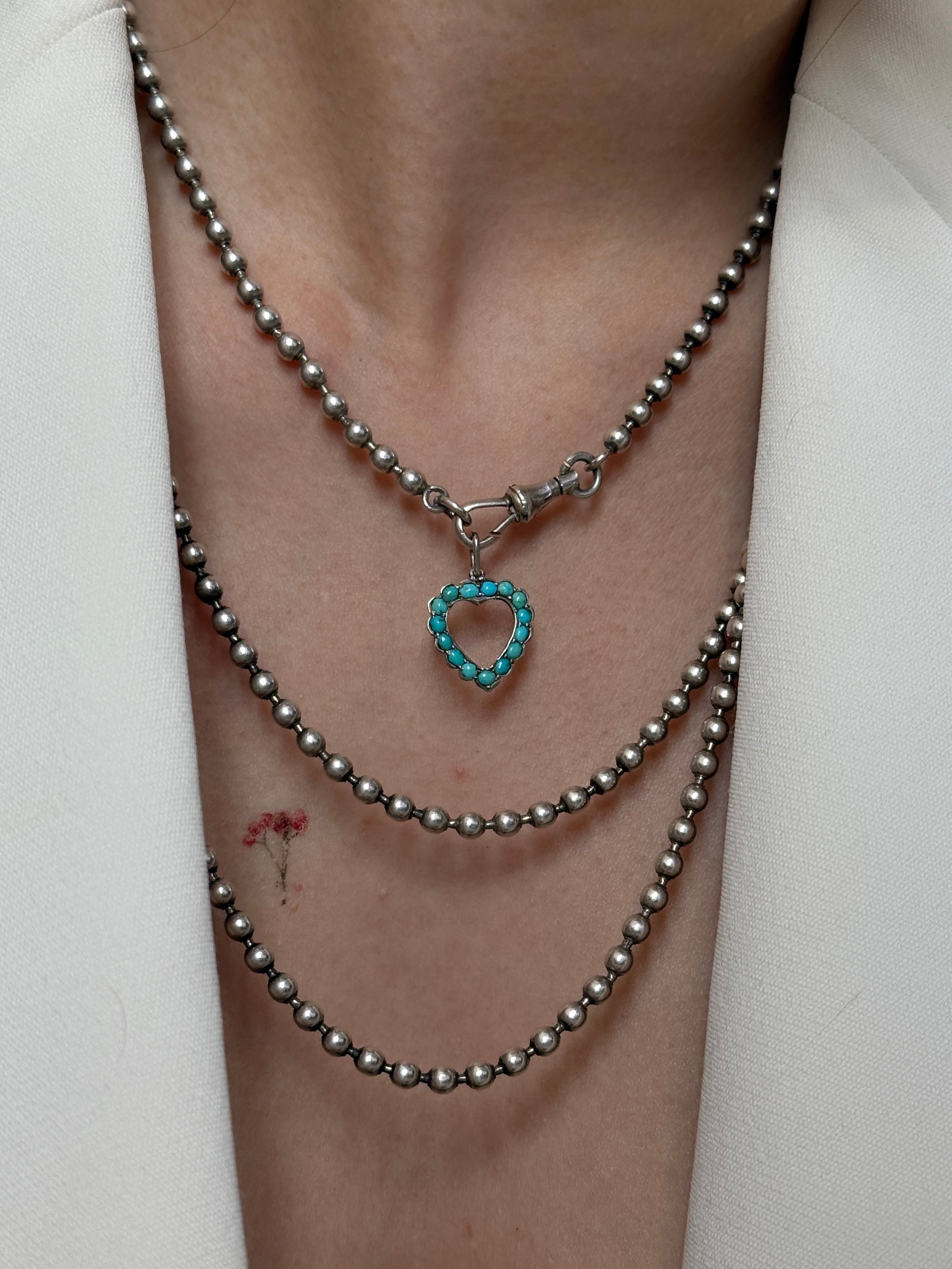 Antique Silver Bead Longuard Chain