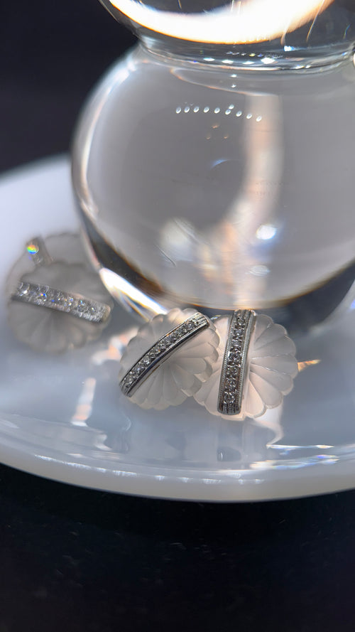 Carved Rock Crystal & Diamond Cufflinks