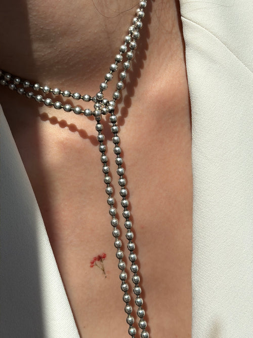 Antique Silver Bead Longuard Chain