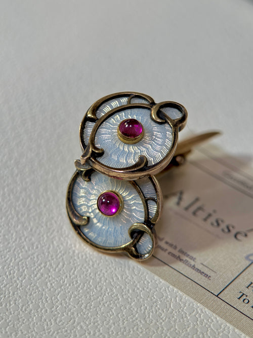 Antique Russian Enamel and Ruby Cufflinks