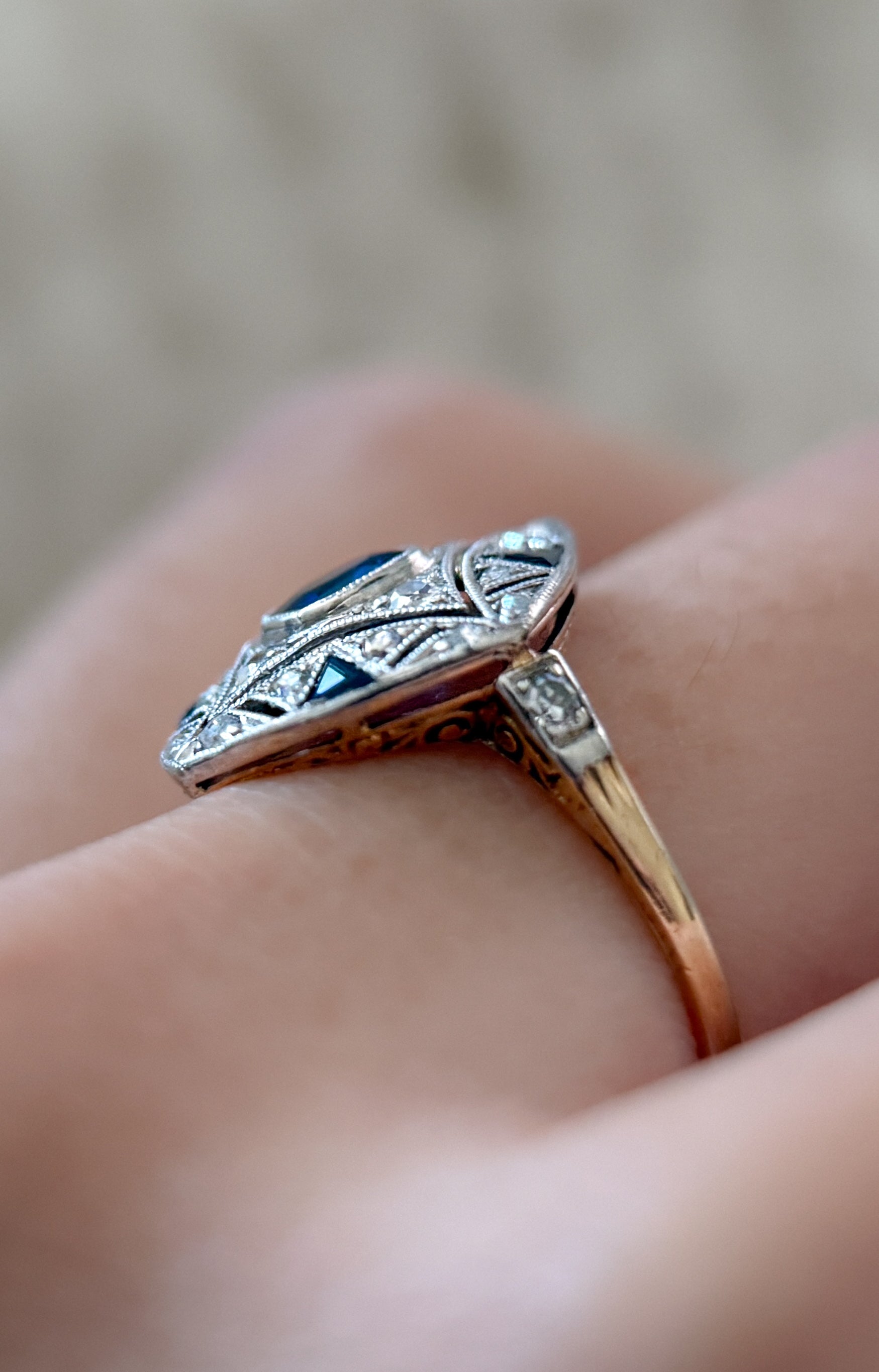 Art Deco Sapphire and Diamond Dress Ring