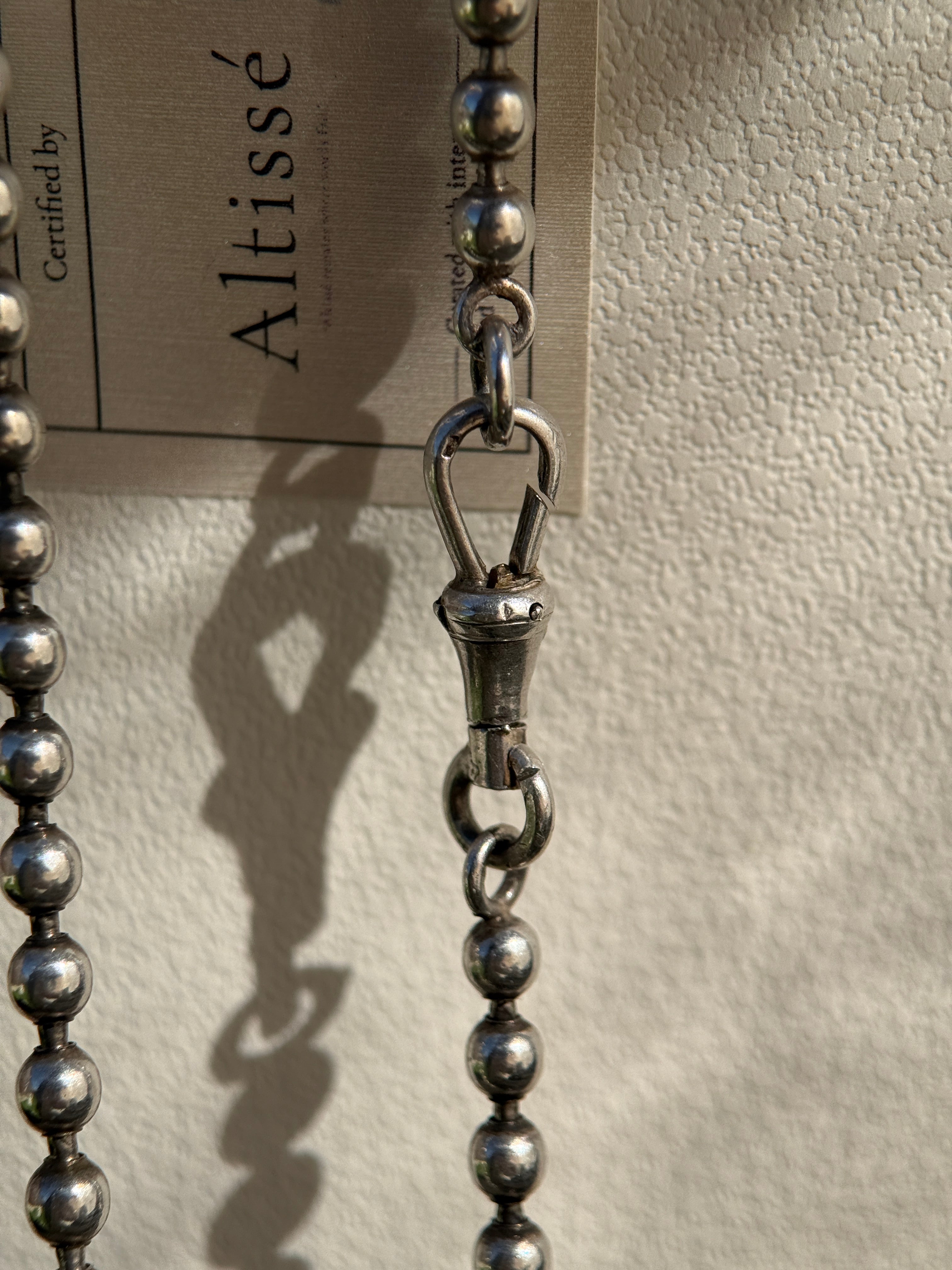 Antique Silver Bead Longuard Chain