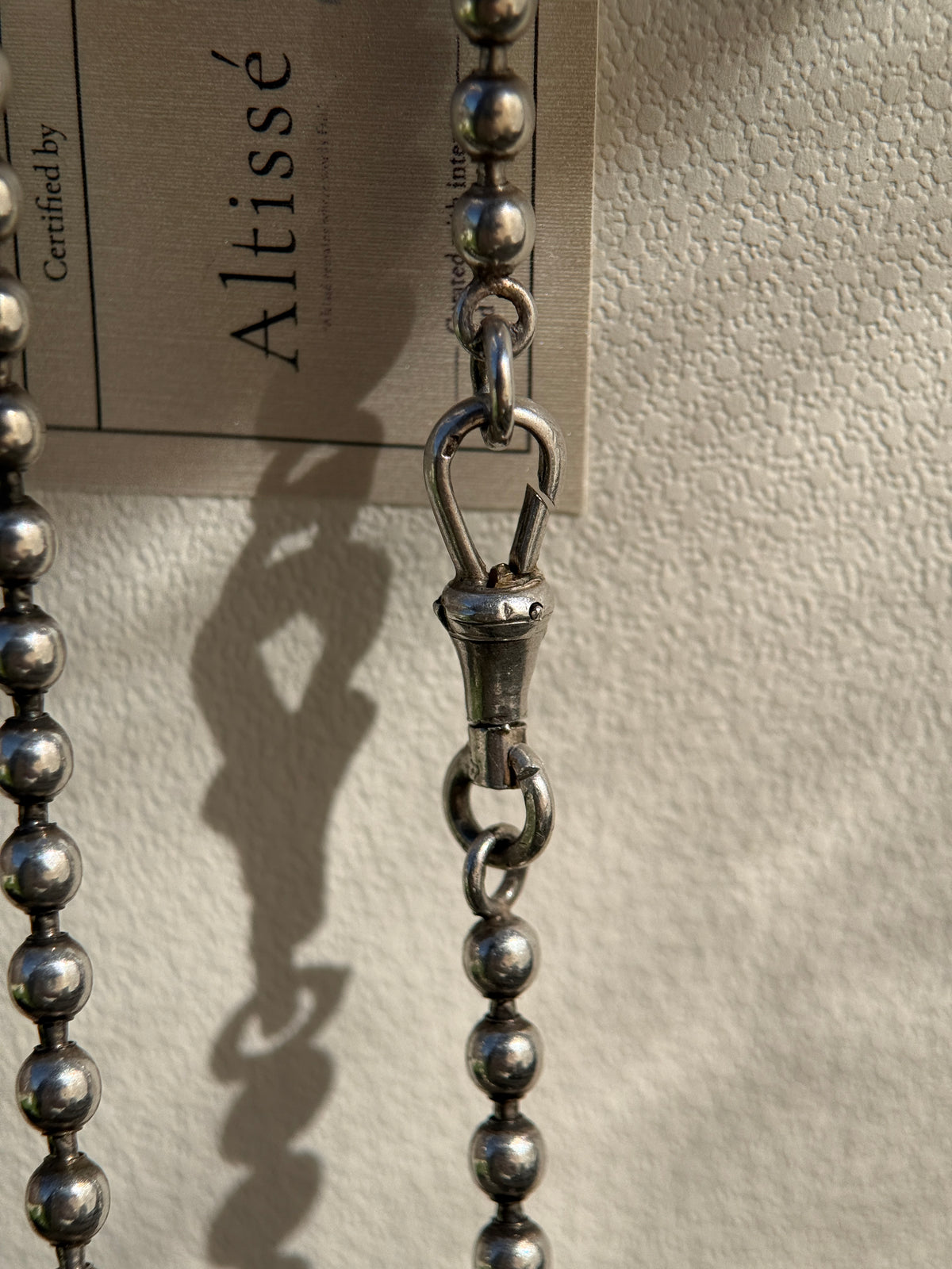 Antique Silver Bead Longuard Chain