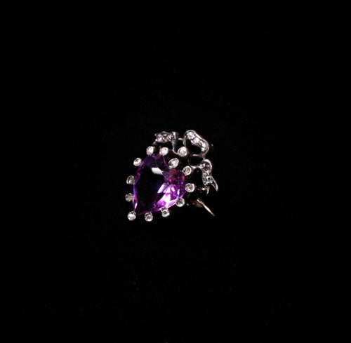 Late Victorian Amethyst Heart Brooch