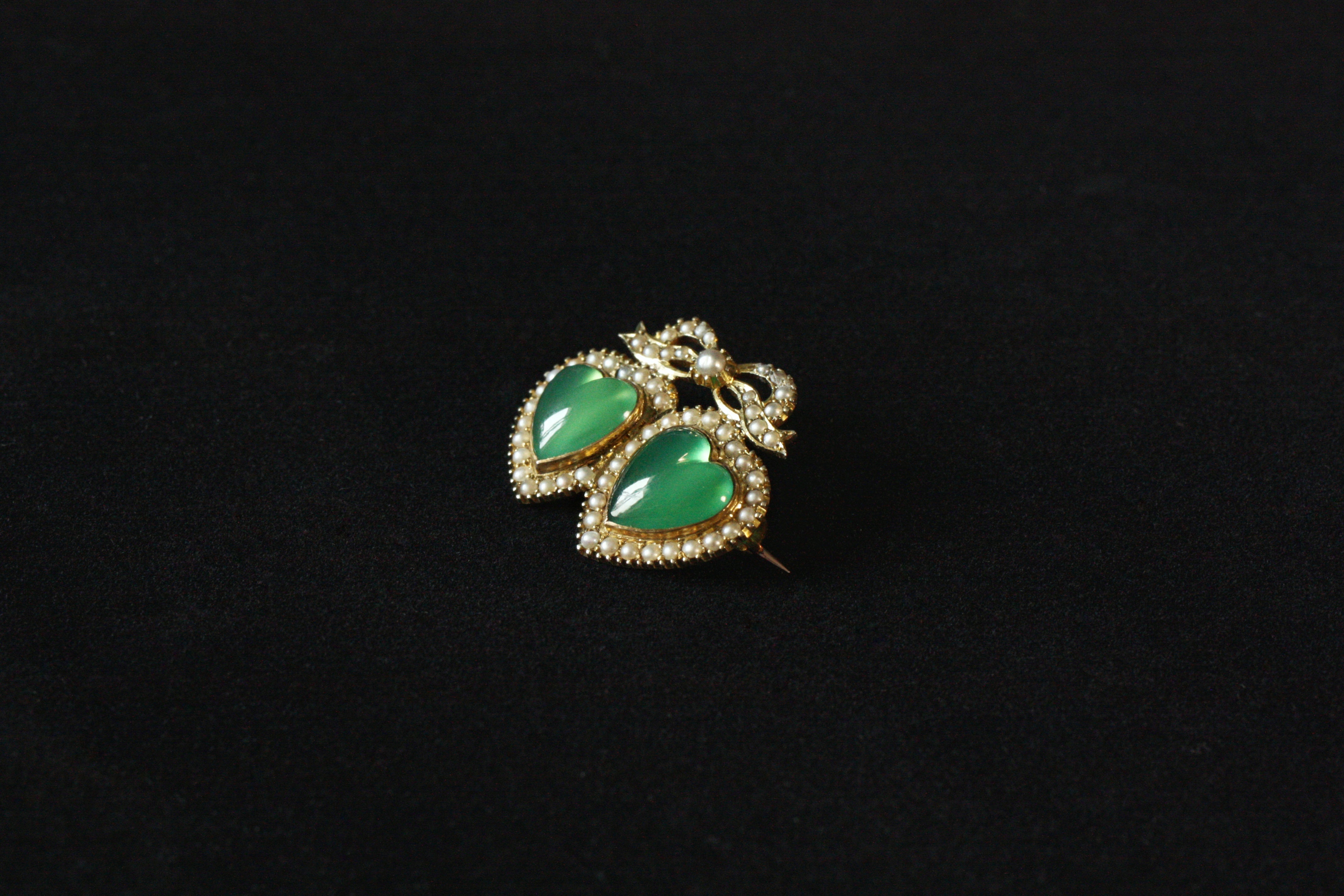 Victorian Double Heart Brooch