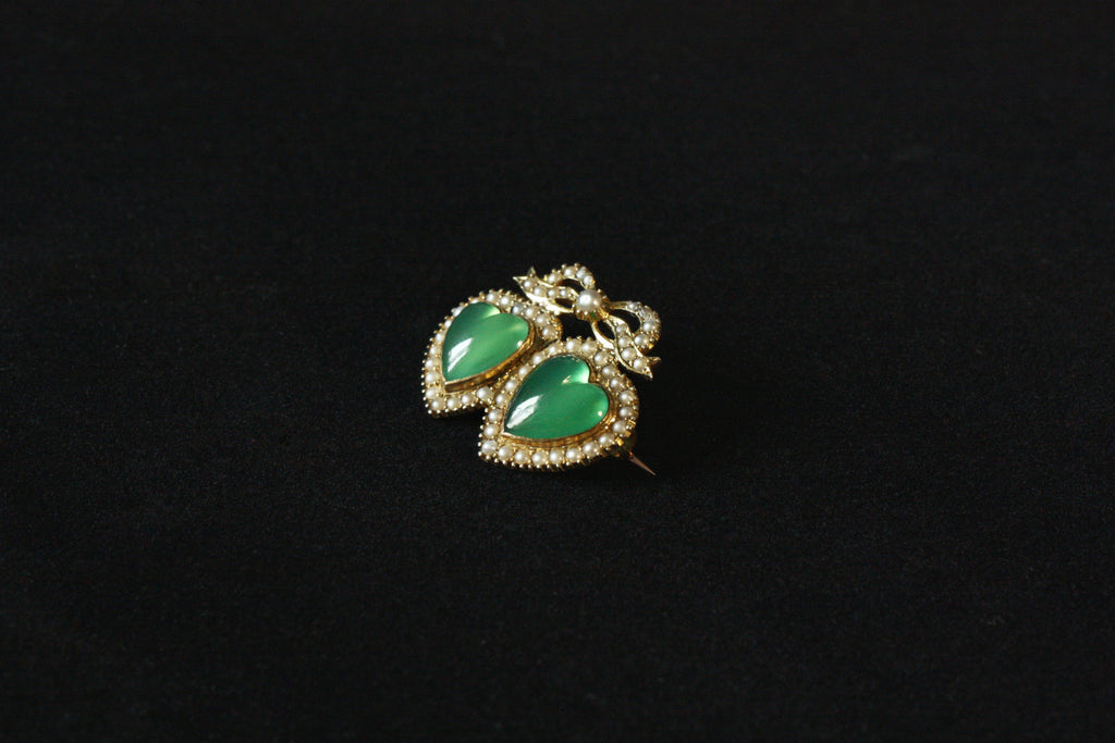 Victorian Double Heart Brooch