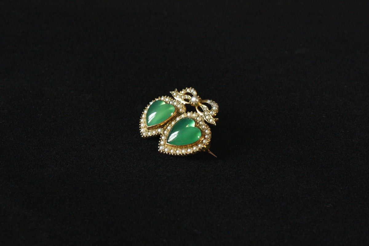 Victorian Double Heart Brooch